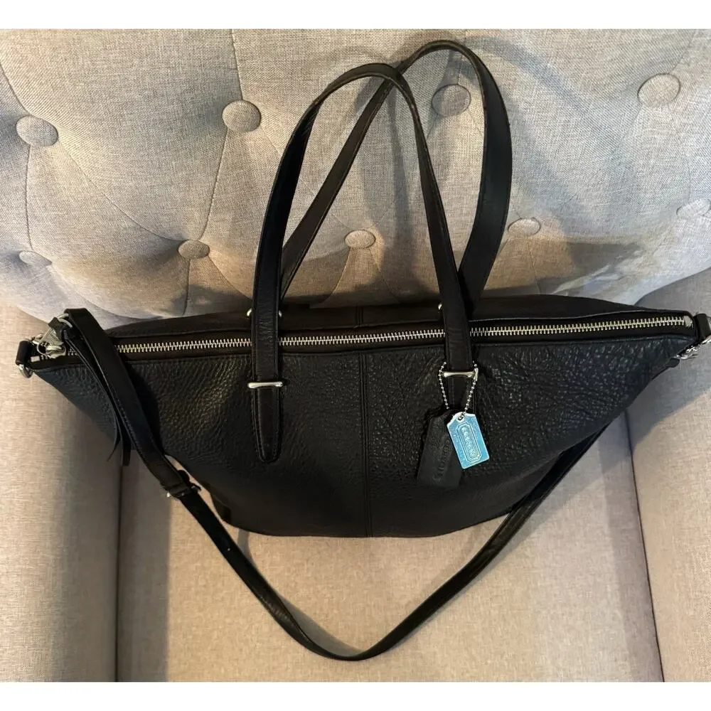 Coach Bleecker Handbag Pebbled Black Leather Satchel